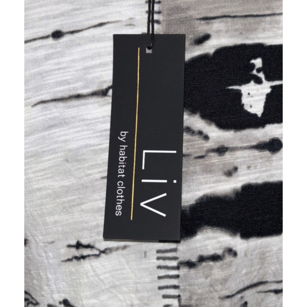 NEW‎ LIV by Habitat Shibori Tie-Dye Crinkle Ruched Tunic Size S White/Black - Picture 10 of 10